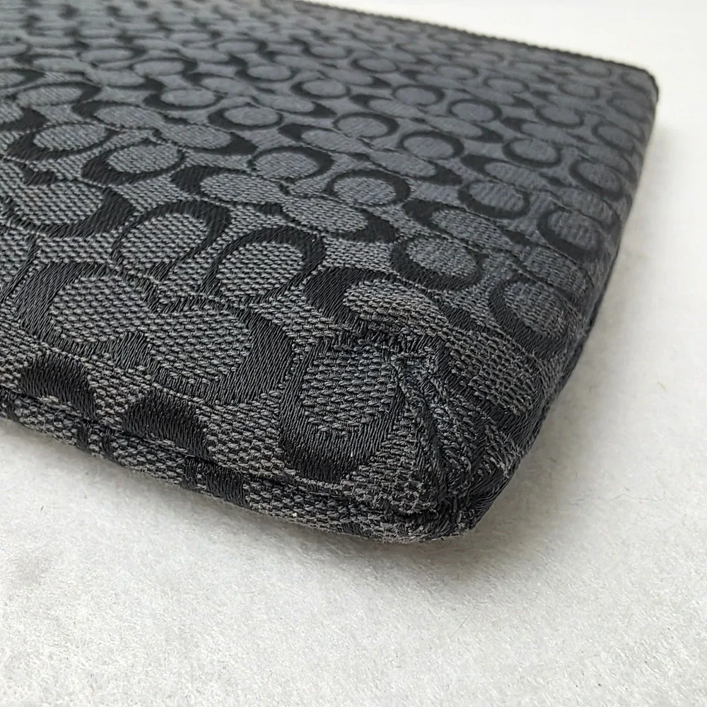 Coach Black Signature Jacquard Zip Portfolio Pouch Document Case Laptop Sleeve